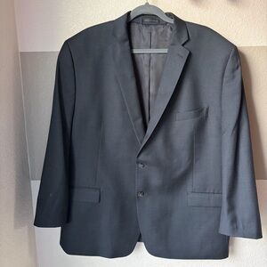 Calvin Klein Men’s 50R Black Suit Jacket Blazer 100% Wool Two Button Notch Lapel